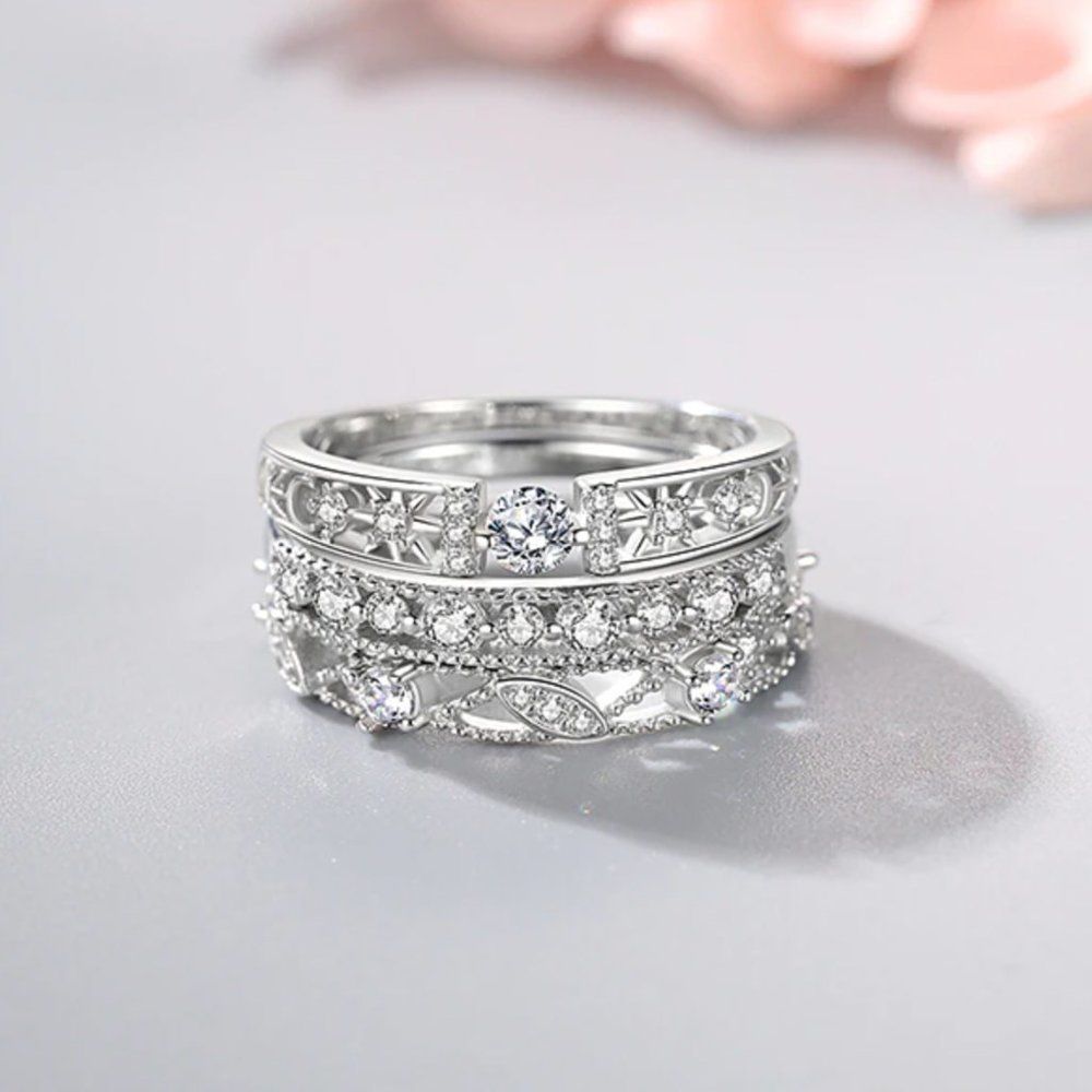 Celestial Sterling Silver Cubic Zirconia Crystal Ring - Picture 3 of 6